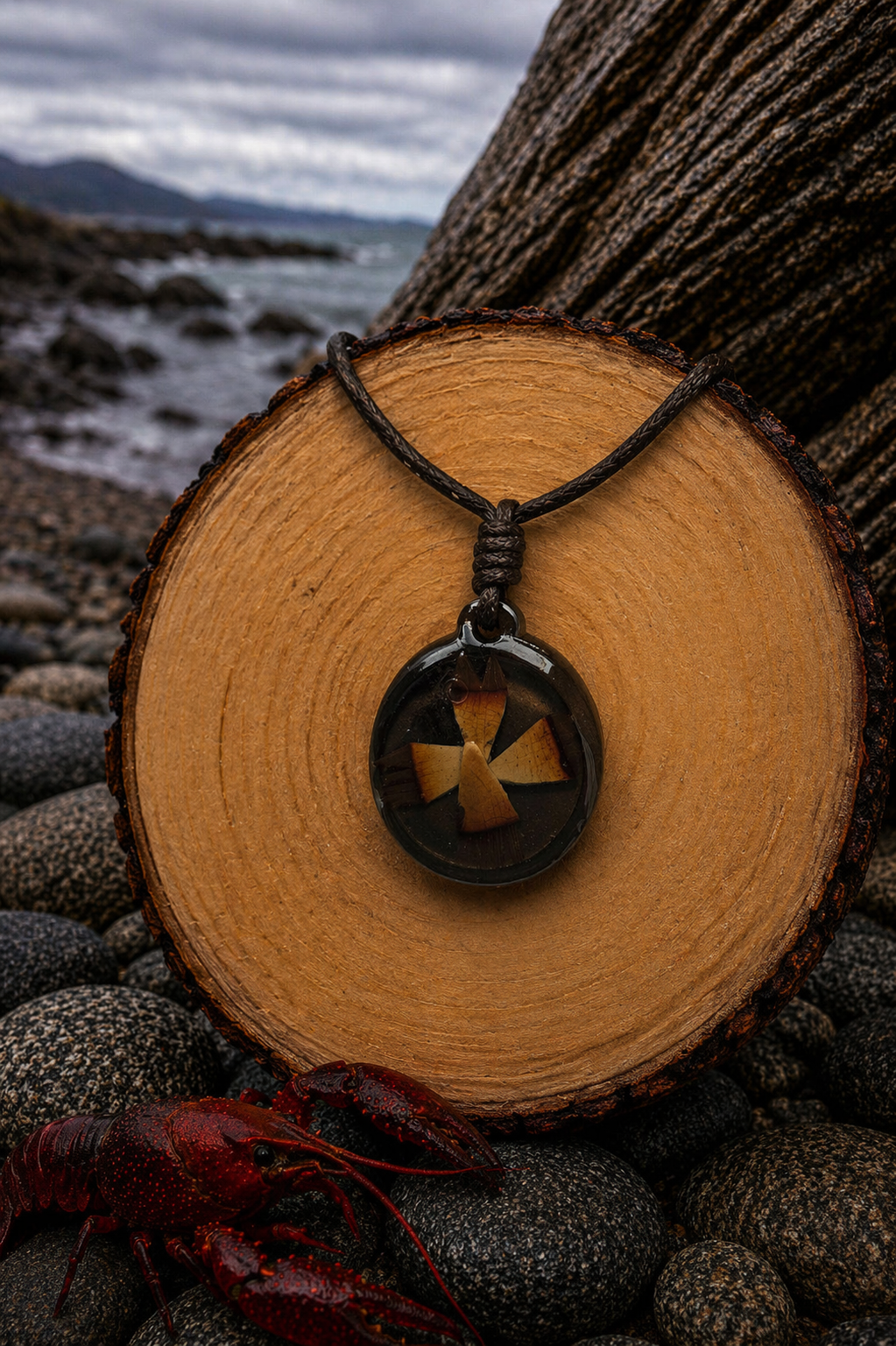 Lobster V Notch Necklaces wooden