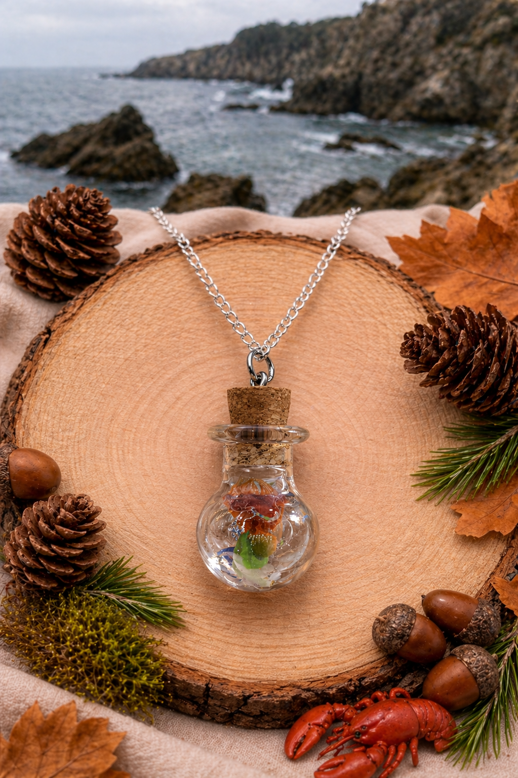 Lobster Notch Seaglass in a Bottle