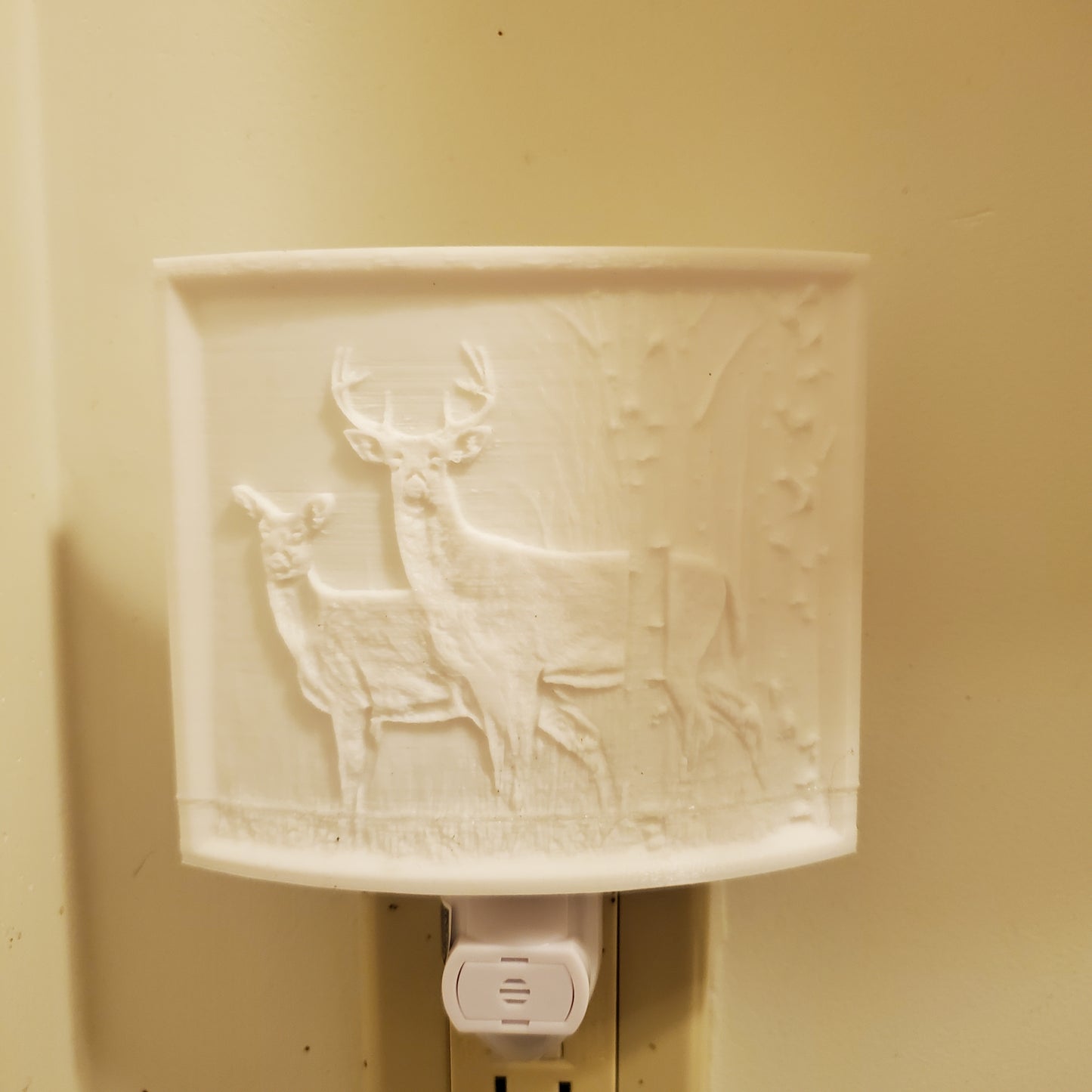 Lithophane Night Light Deer Family White Birches