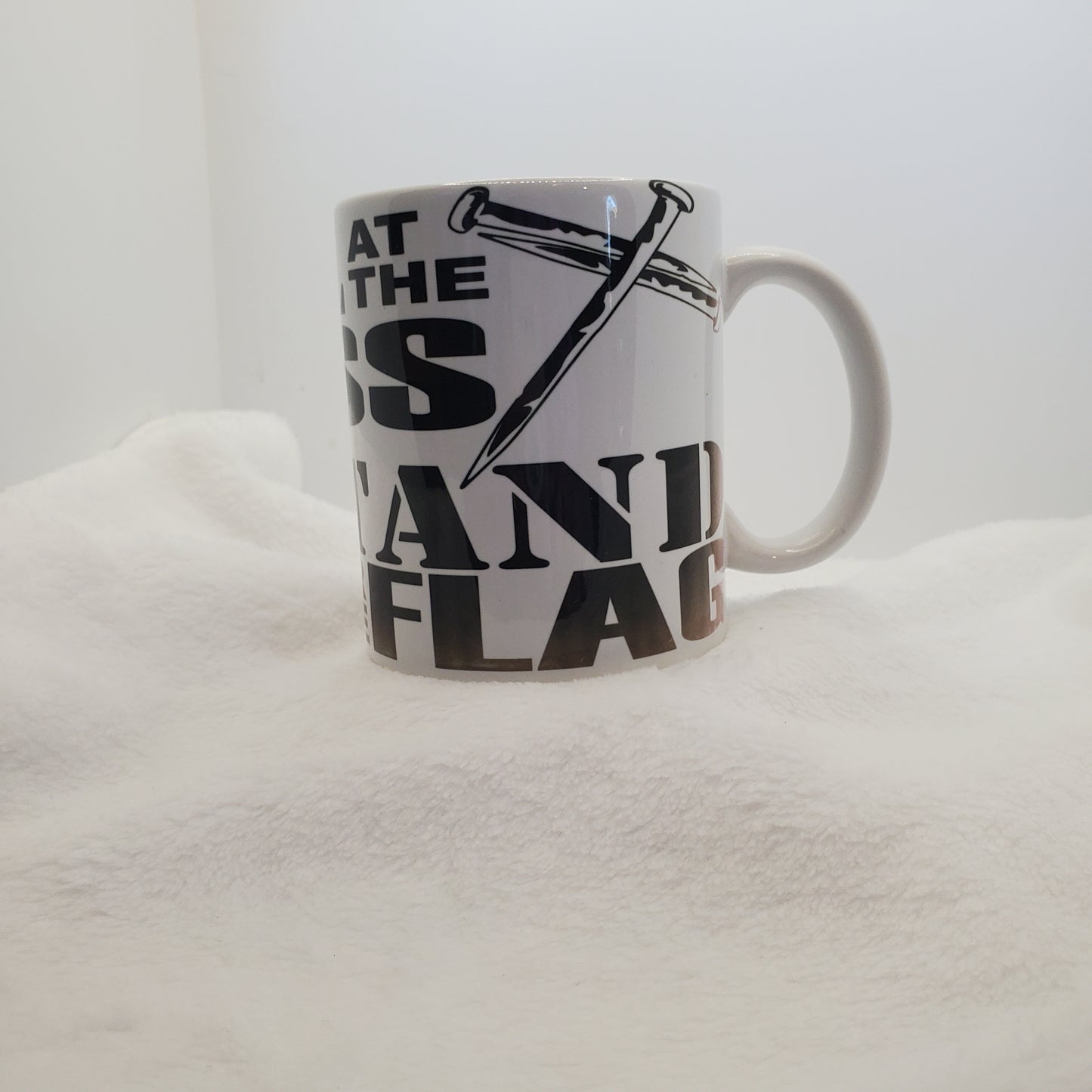 Coffee Mug Kneel at the Cross Stand for the Flag