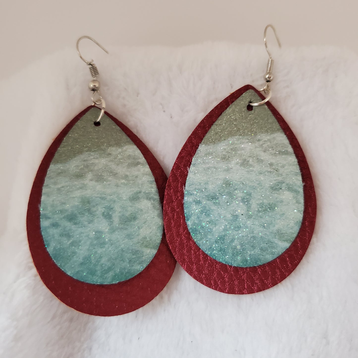 Earrings leather beach themed