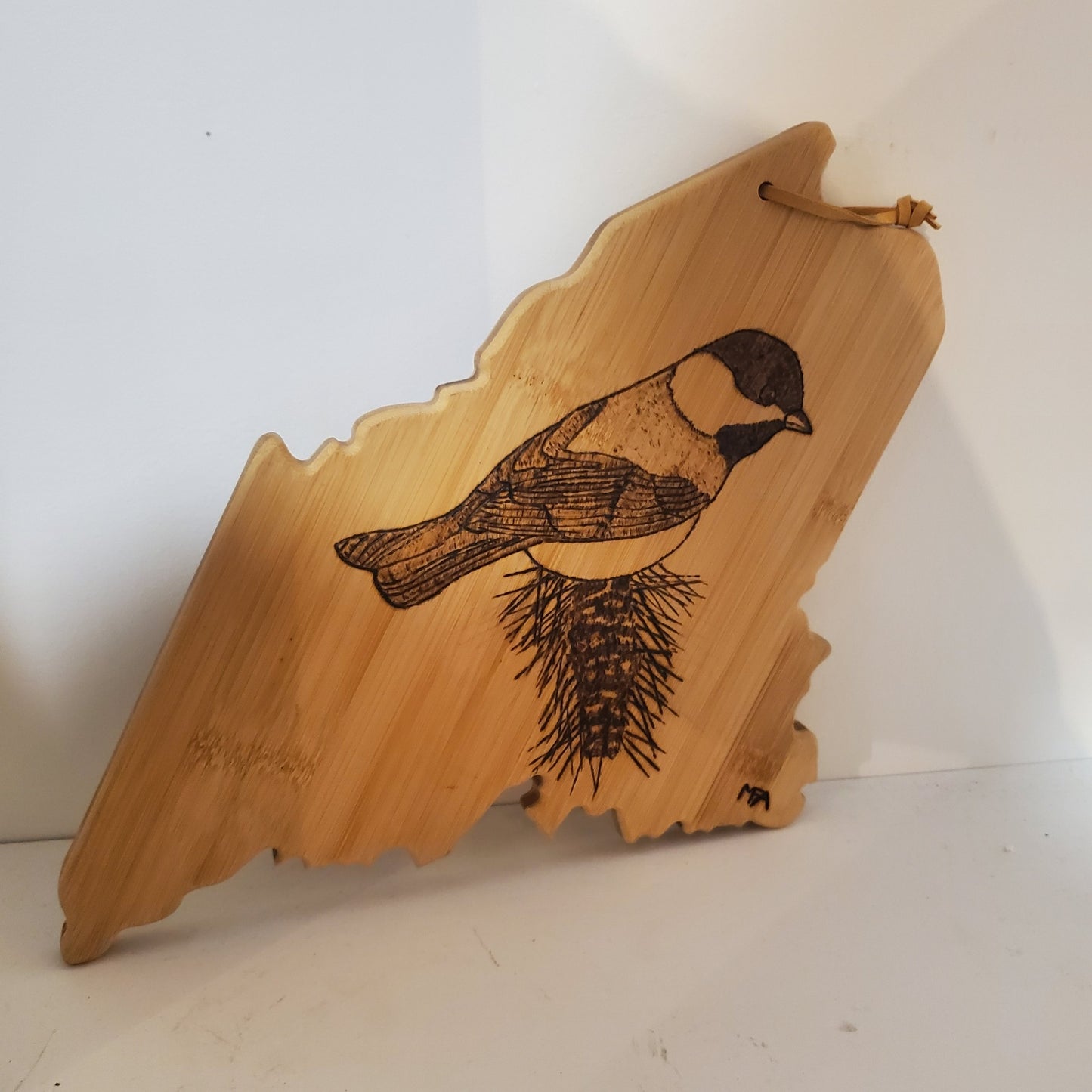Cutting Board with Woodburned Chickadee