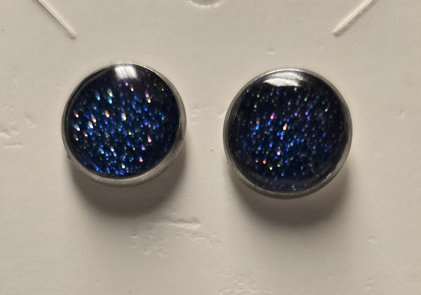 Post Glitter Earrings Dark Blue