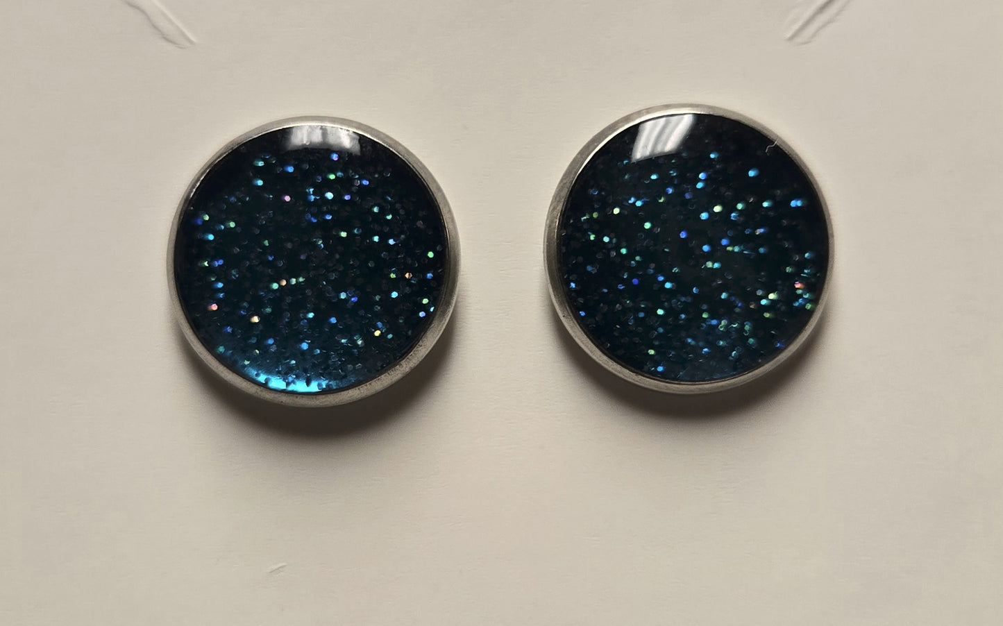 Glitter Post Teal Earrings