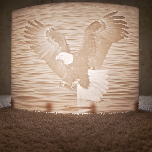 Eagle Lithophane Puck Light Catching Prey
