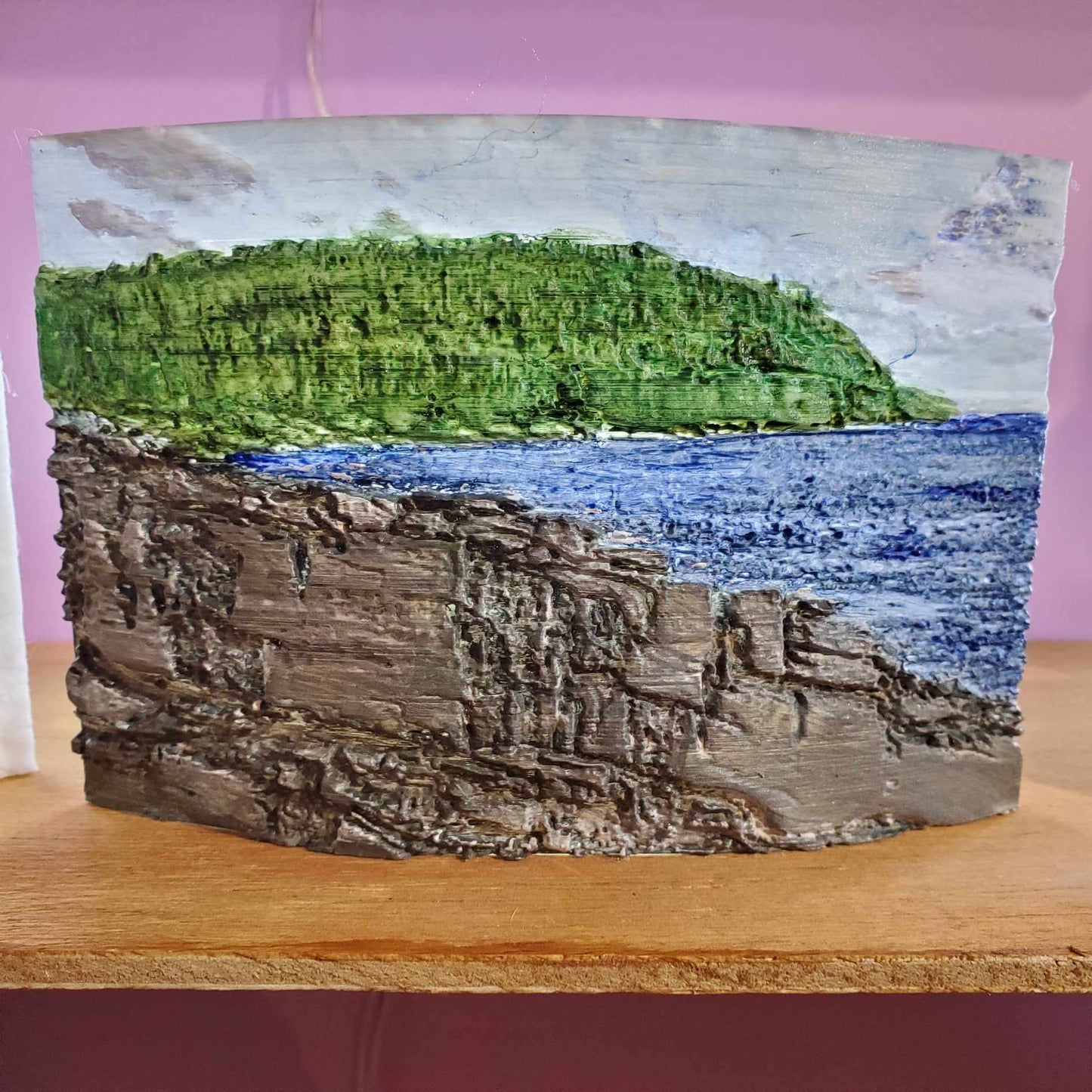 Schoodic Point Handpainted Lithophane Puck Light