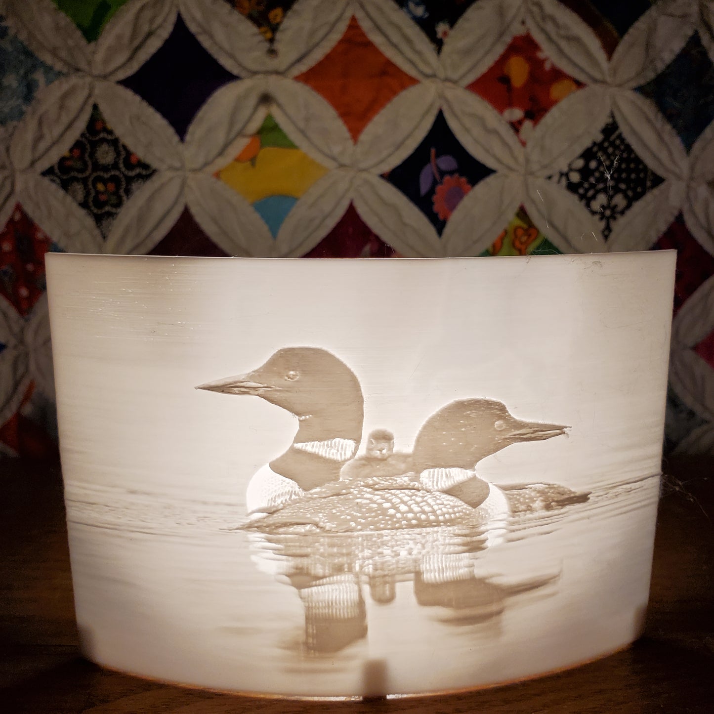 Loon Family Lithophane Puck Light