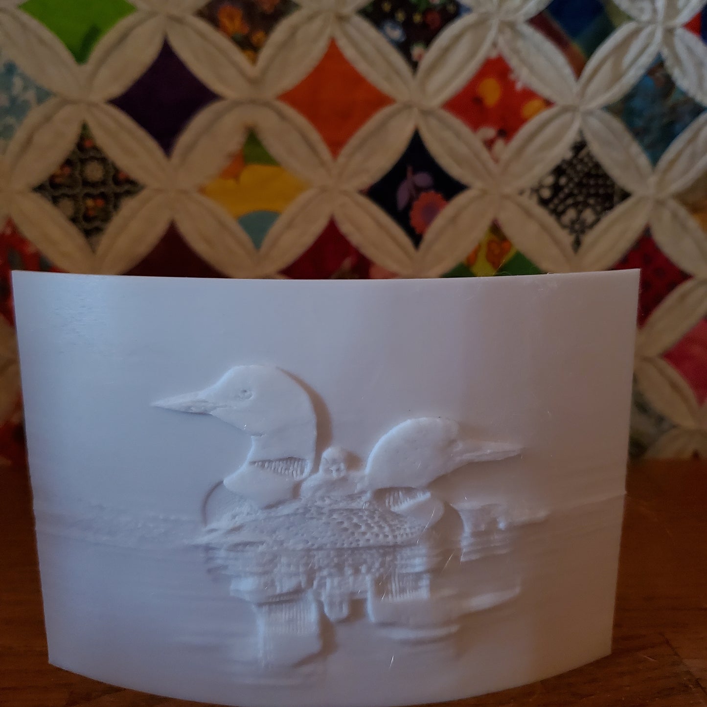 Loon Family Lithophane Puck Light