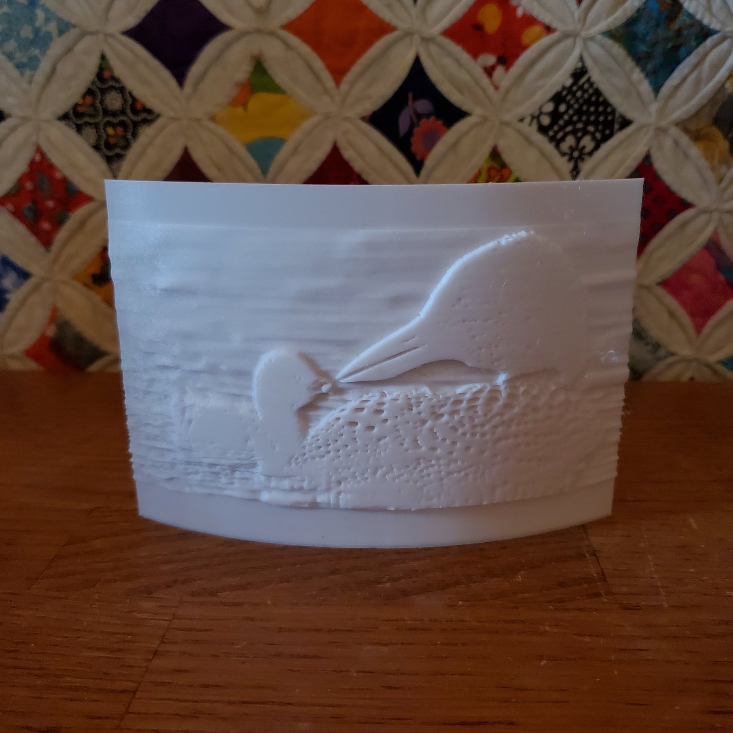 Loon Feeding Chick Lithophane Puck Light