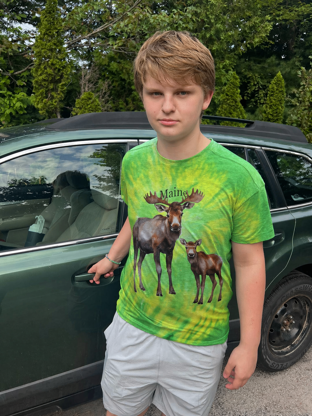 T Shirt Tyed dyed Moose and Baby