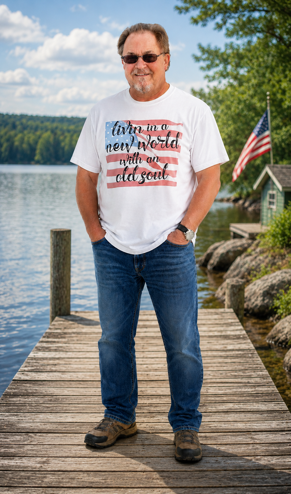 T shirt New World with/Flag