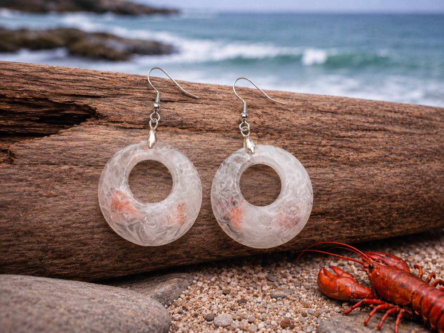 Lobster Notch Earrings in Sea Fog