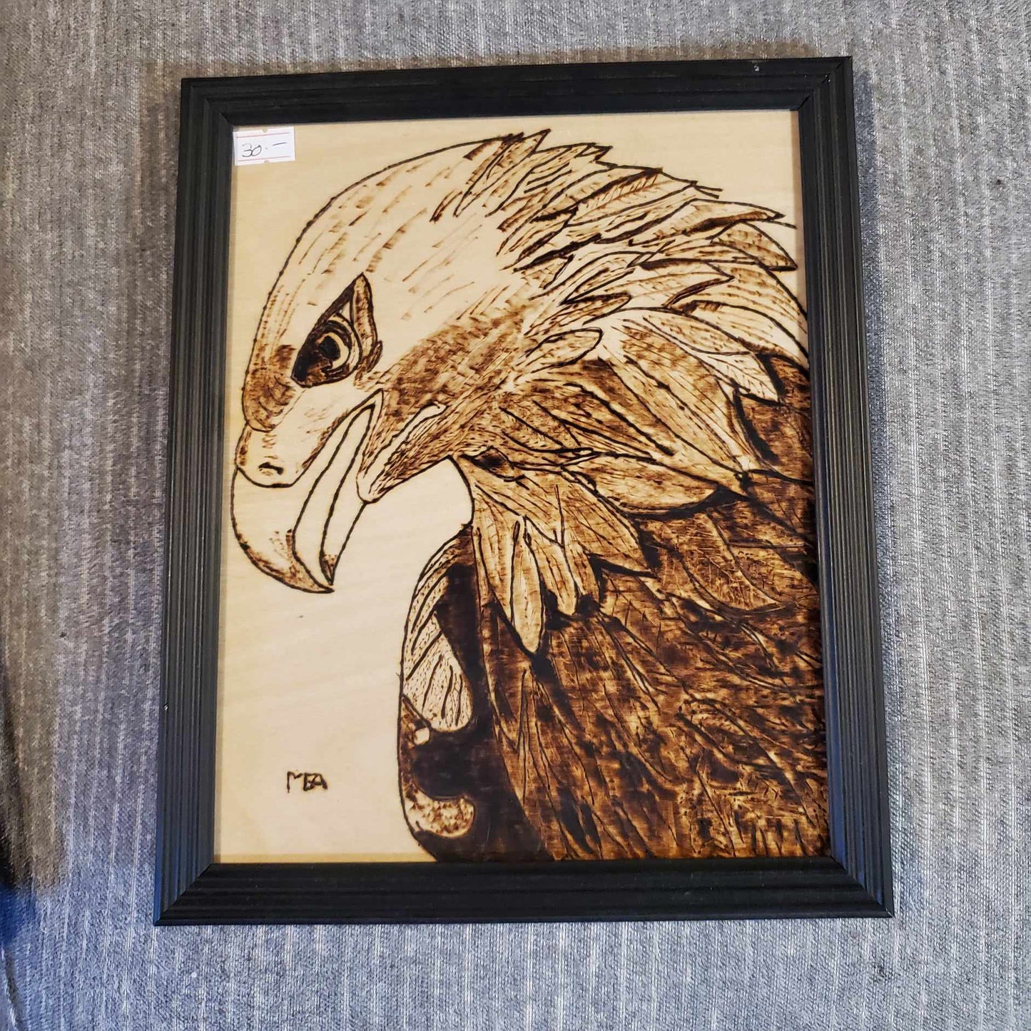 Wood Burned Eagle Head