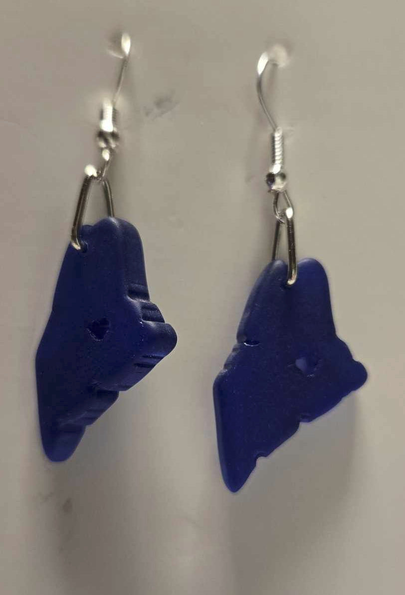 Maine Seaglass Earrings Blue