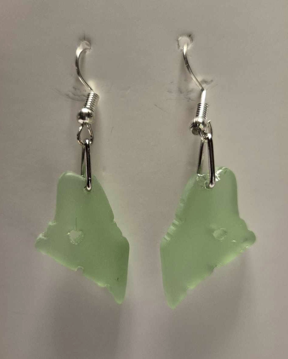 Maine Shaped Seaglass Earring