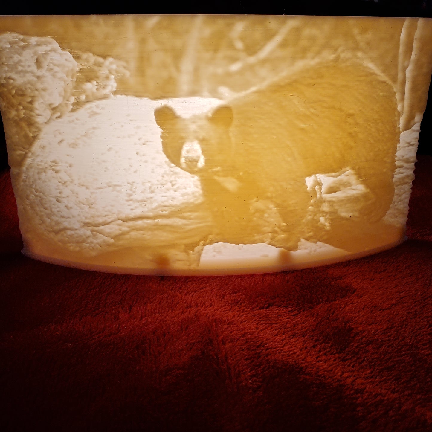 Black Bear Lithophane Puck Light