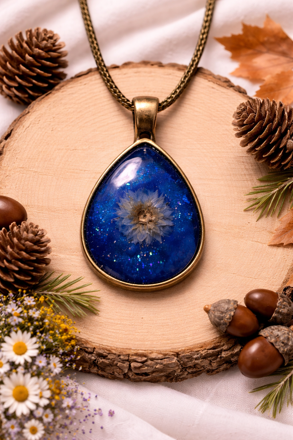 Blue Daisy Necklace