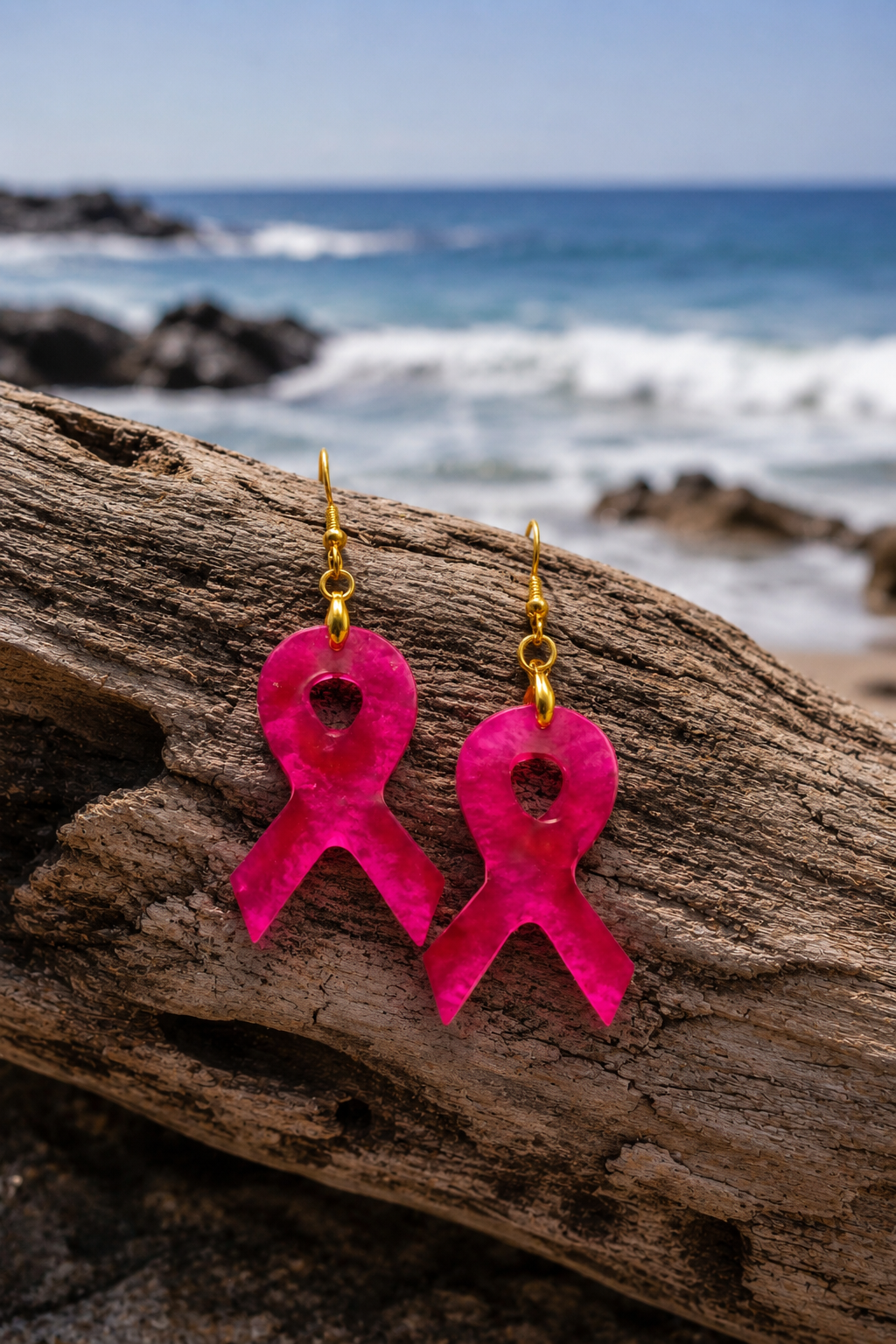 Earrings Pink Cancer Ribbon