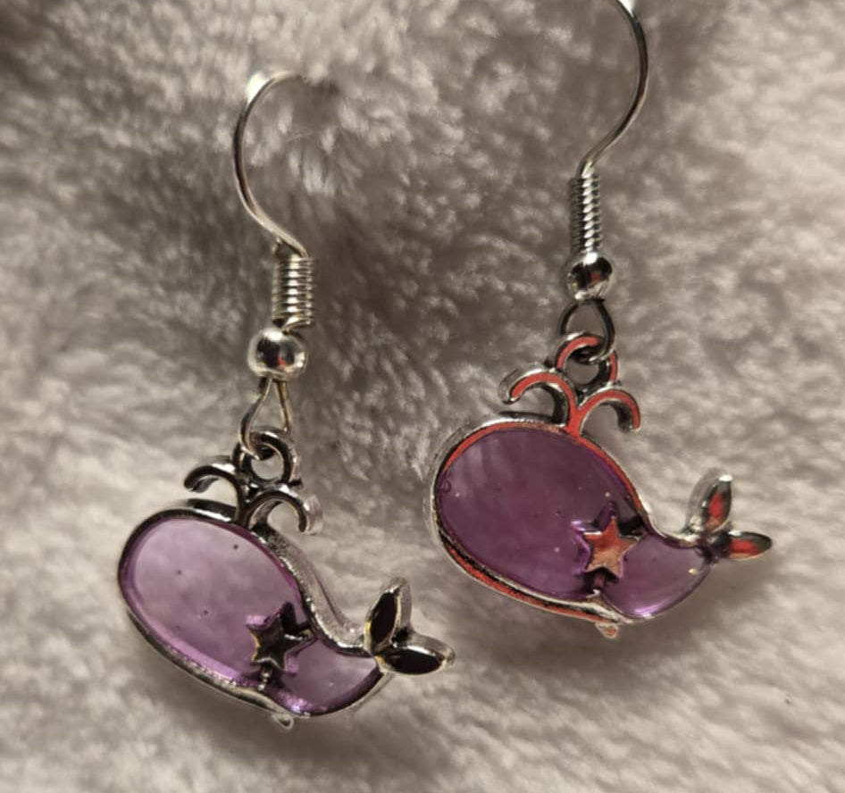 Pink Whale Earrings