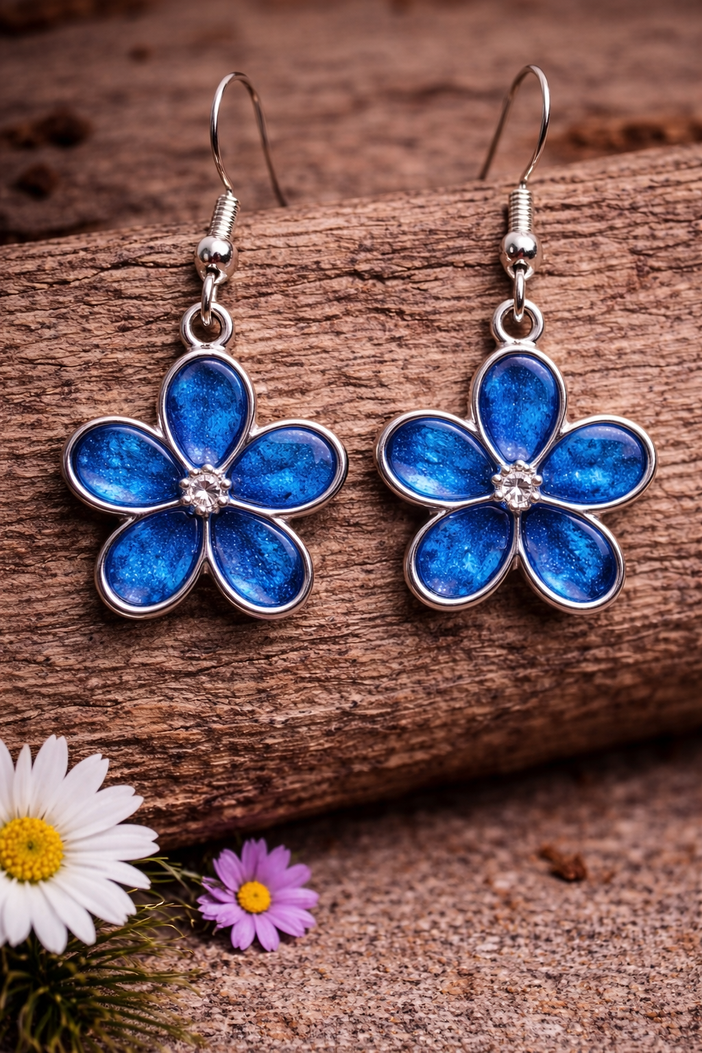 Earrings Blue Flower