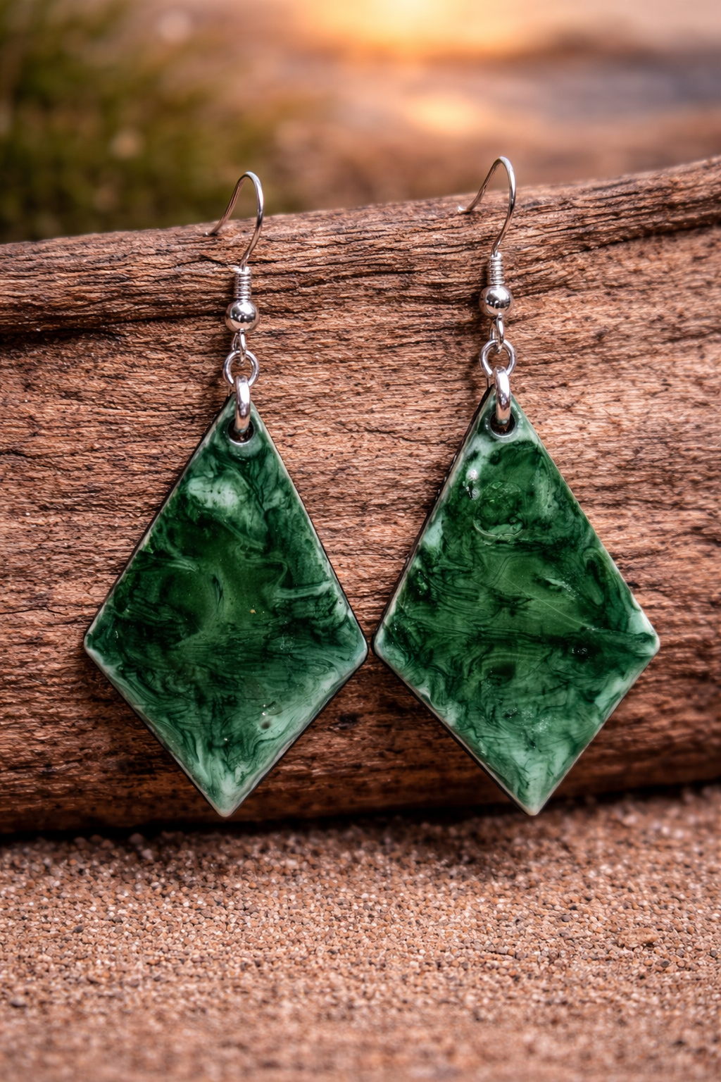 Earrings Green Drop