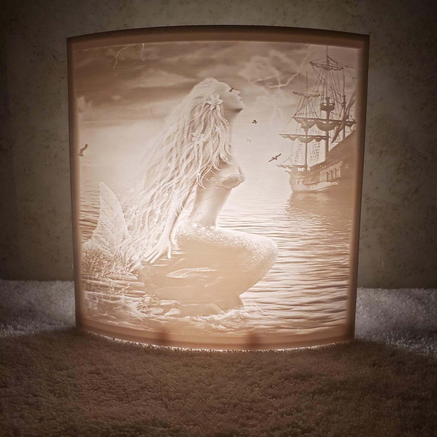 Mermaid Lithophane Puck Light