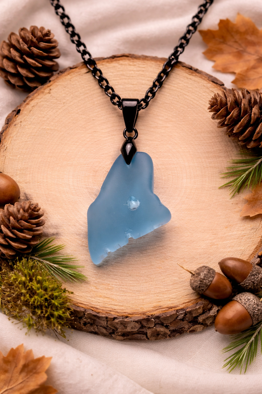 Maine Shaped Seaglass Necklace