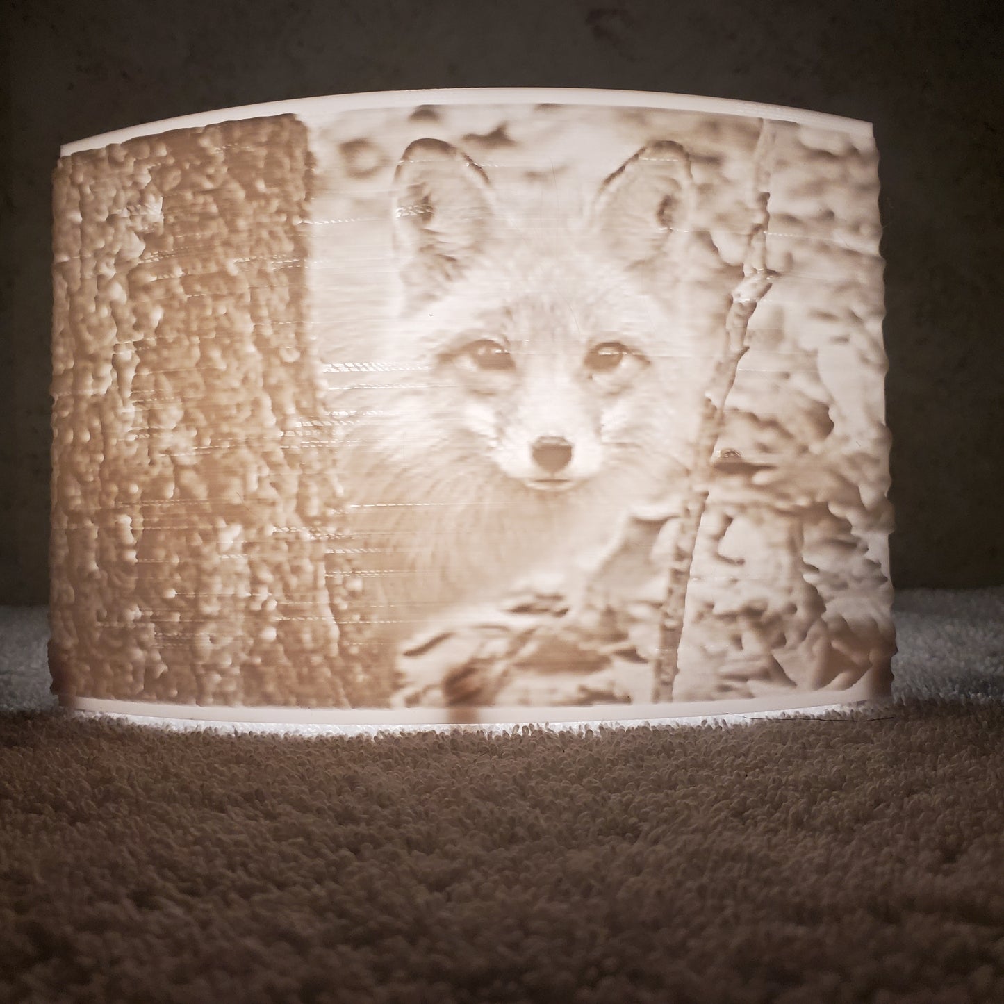 Fox Lithophane Puck Light