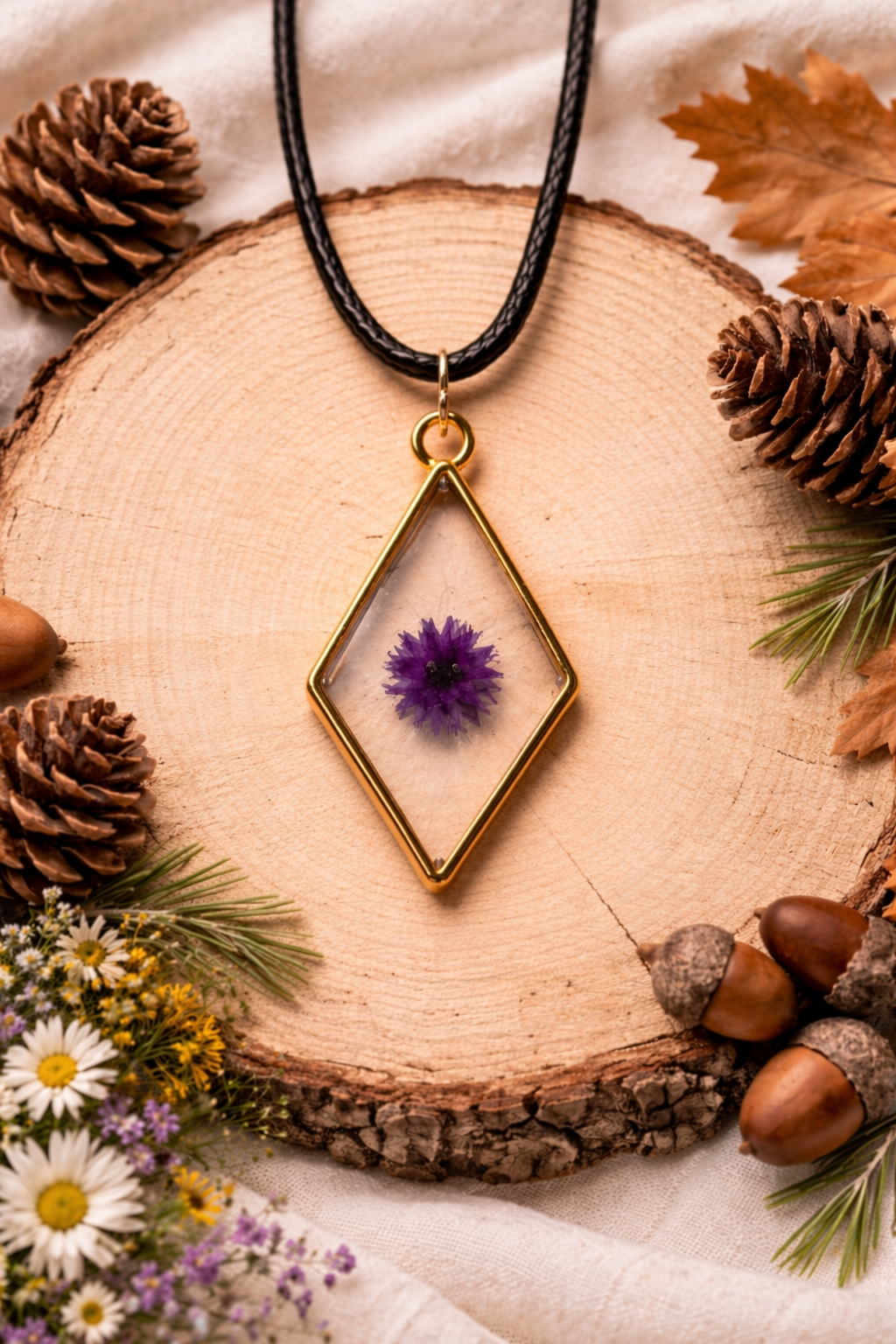 Necklace Purple Flower