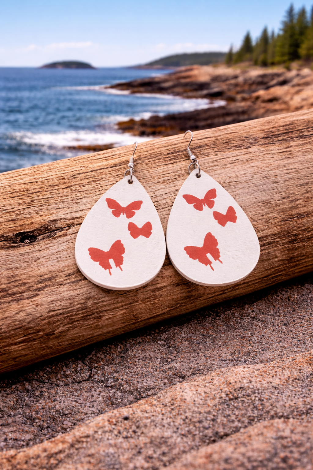Earrings Wooden Butterflies