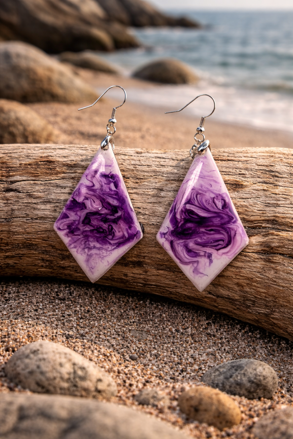 Earrings Purple Swirl