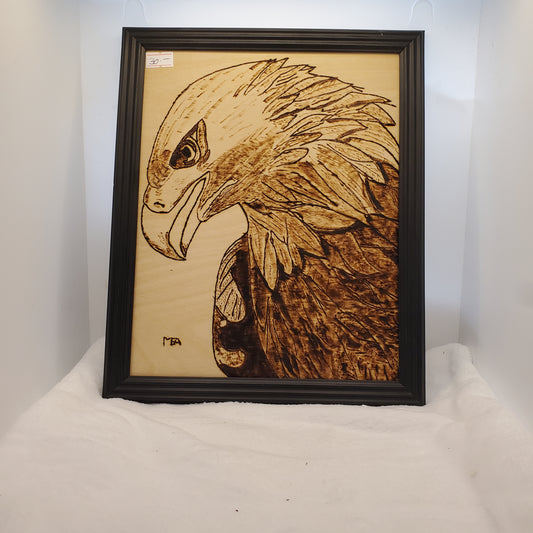 Woodburned Eagle Head