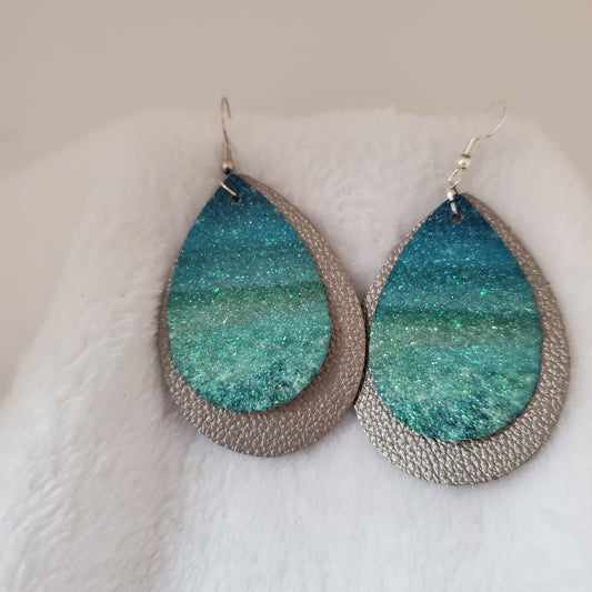 Earrings leather beach themed