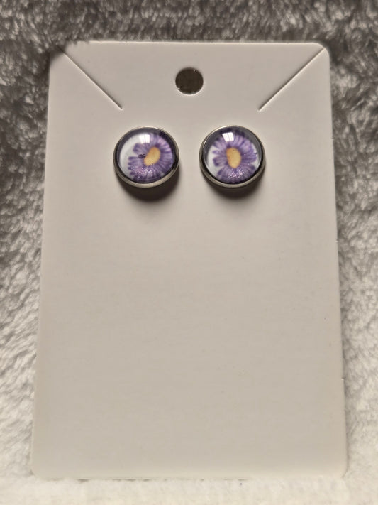 Earrings Purple Daisy