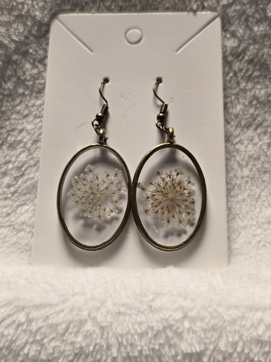 Earrings Oval Lacy Flowers