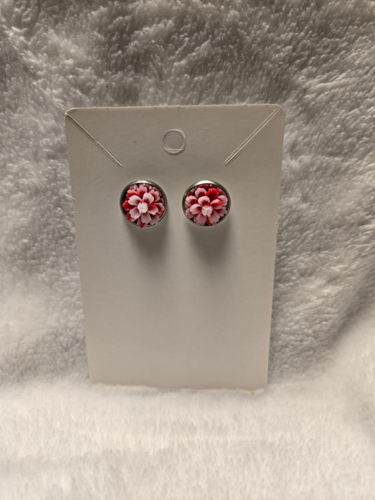 Earrings Red Flower