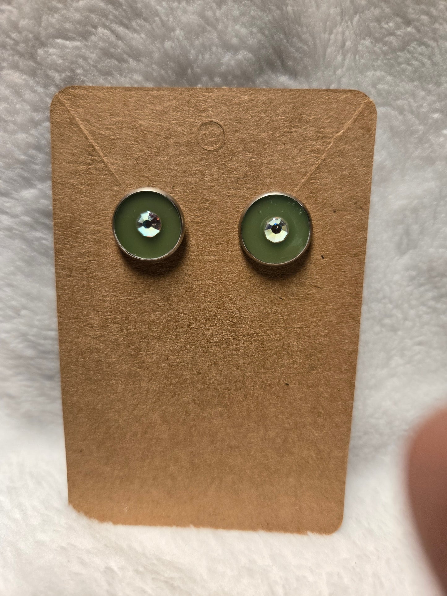 Green Stud with Crystal Diamond