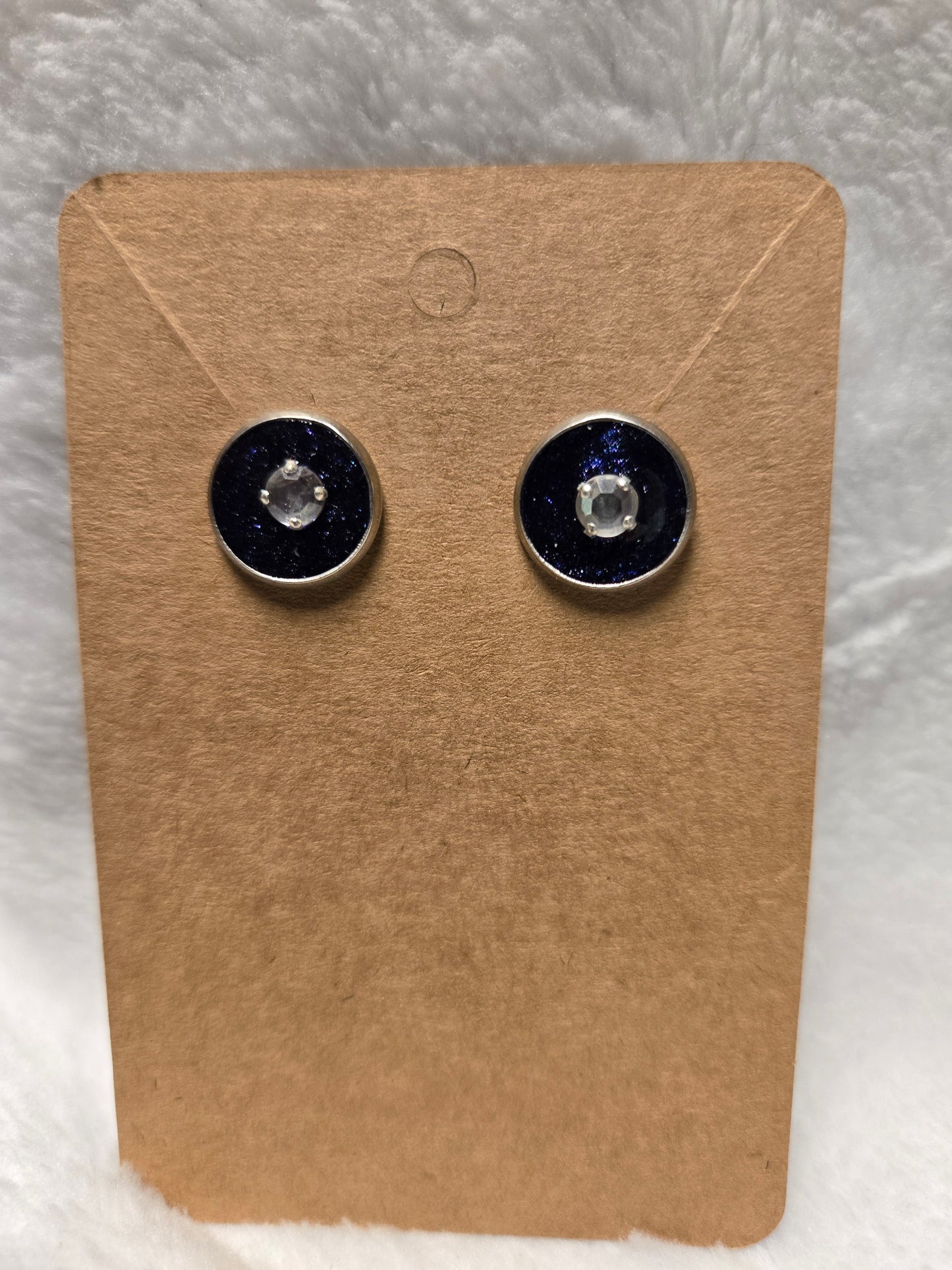 Black Post with Crystal Diamond Stud