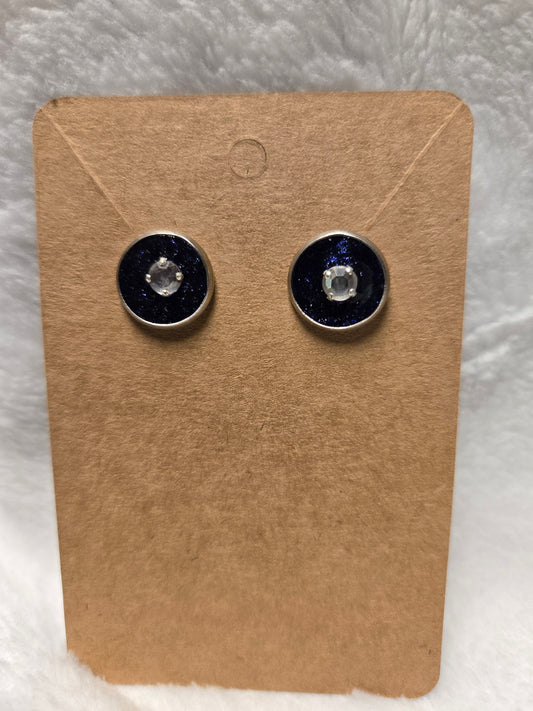 Black Post with Crystal Diamond Stud