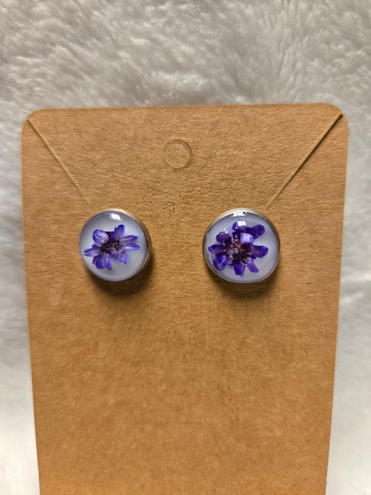 Purple  Flower Stud Earrings