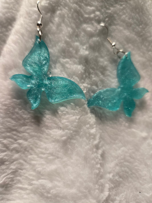 Earrings Teal Glitter Dangle Earrings