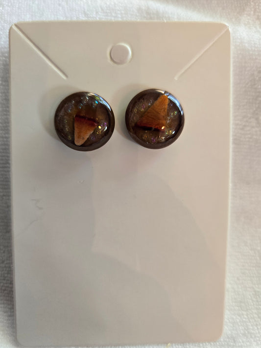 Lobster Notch Wooden Earrings with Bubbles