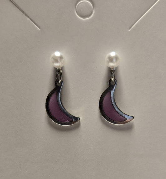 Pink Moon and Pearl Earrings