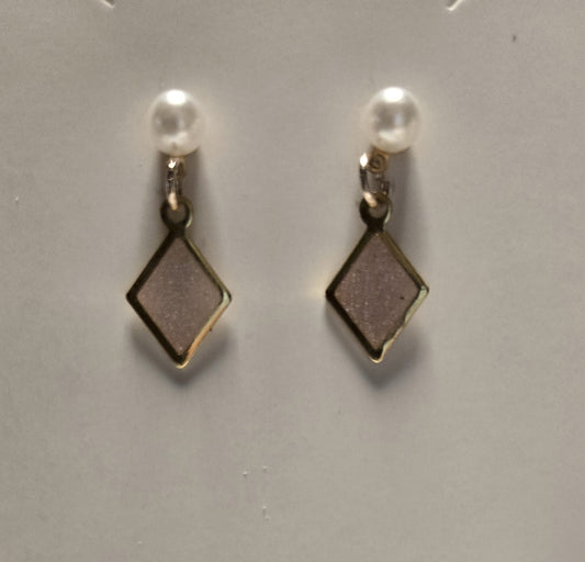 Small Pink Triangle Earrings
