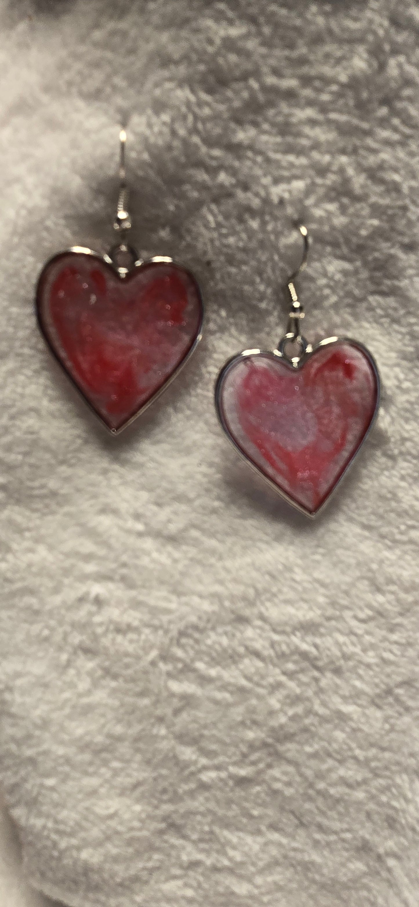 Heart Earrings with Pink Swirls