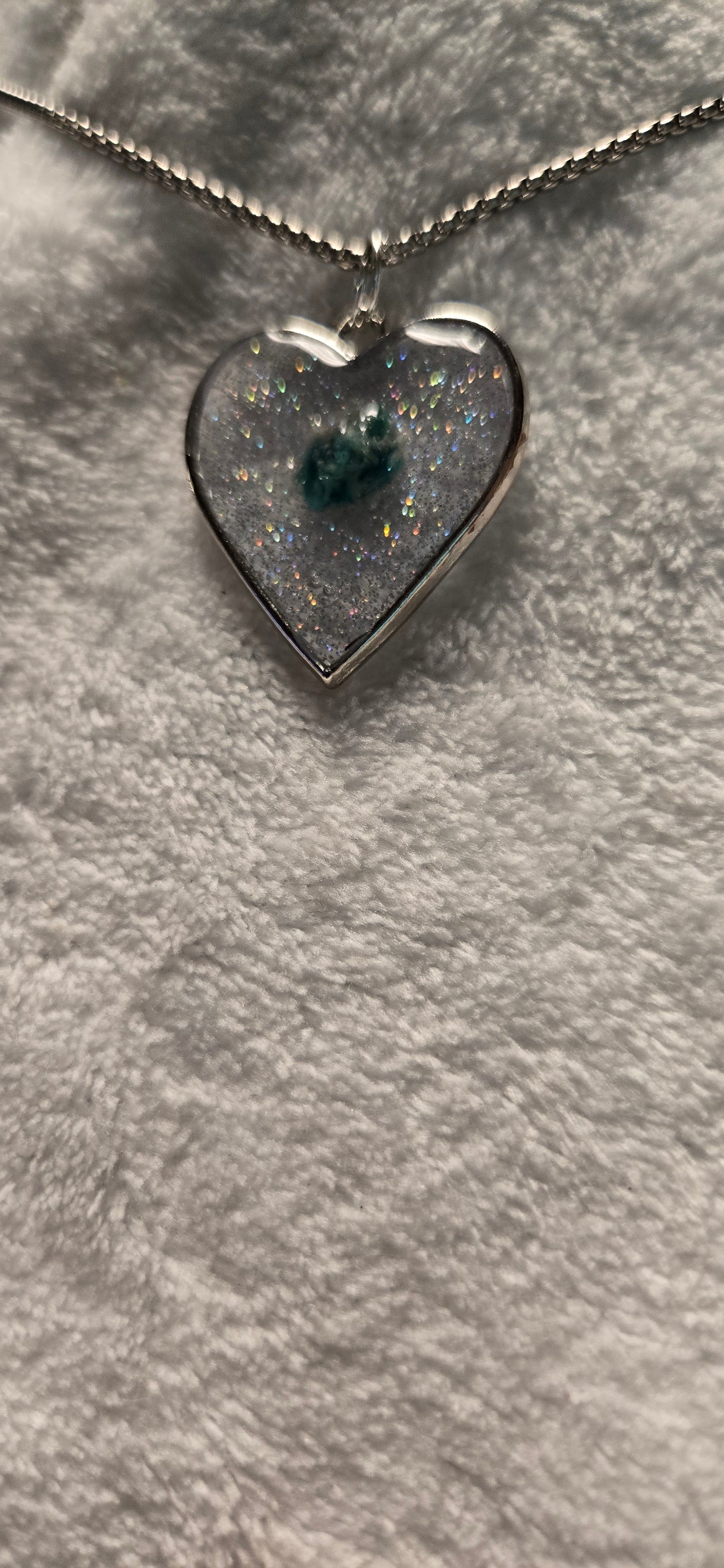 Heart Necklace with Blue Flower