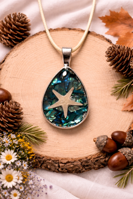 Necklace blue with Starfish