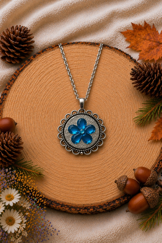 Necklace Blue Flower