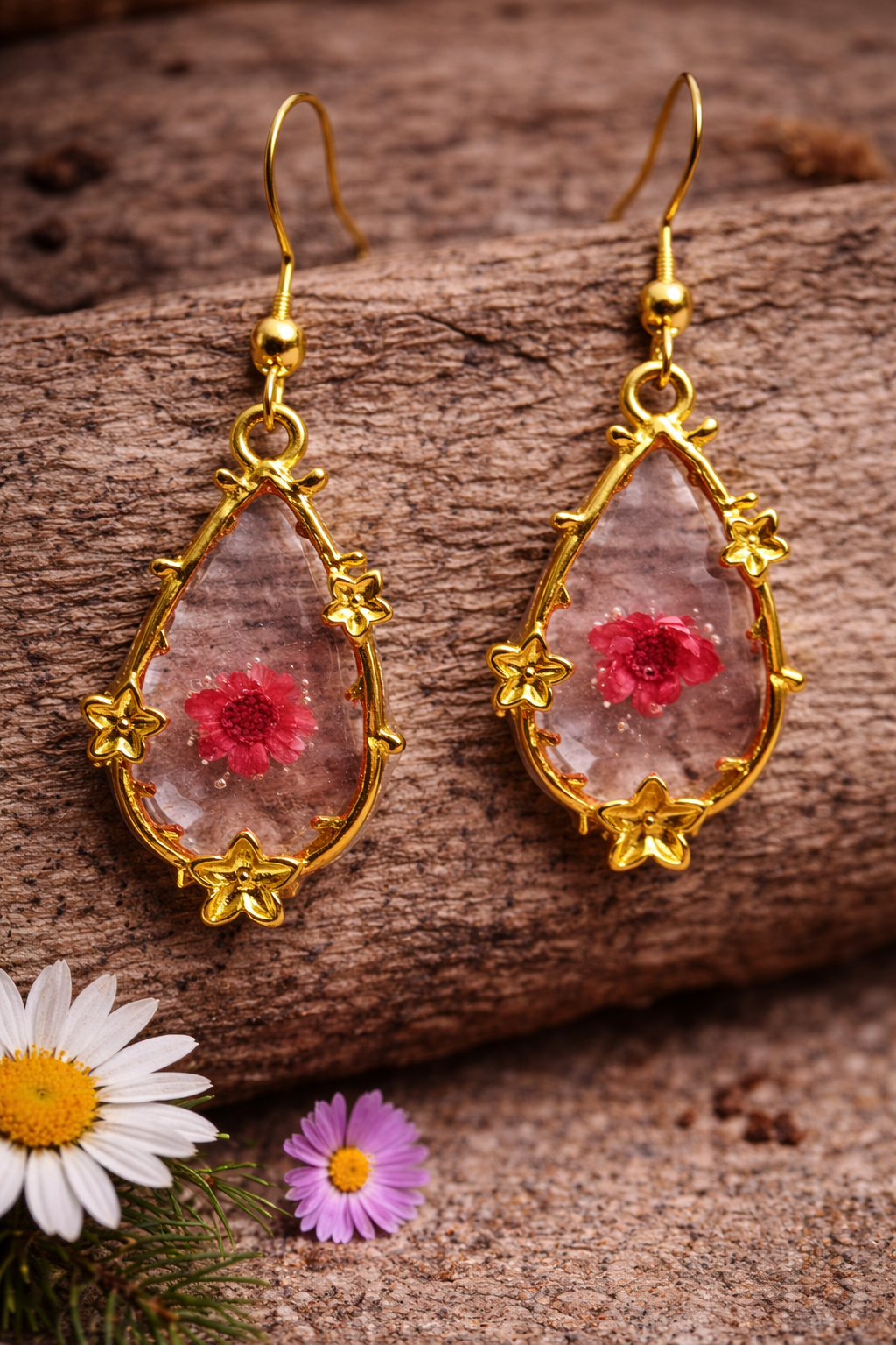 Earrings Red Flower