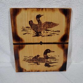 Mom n Dad Woodburned 1 of a kind loons